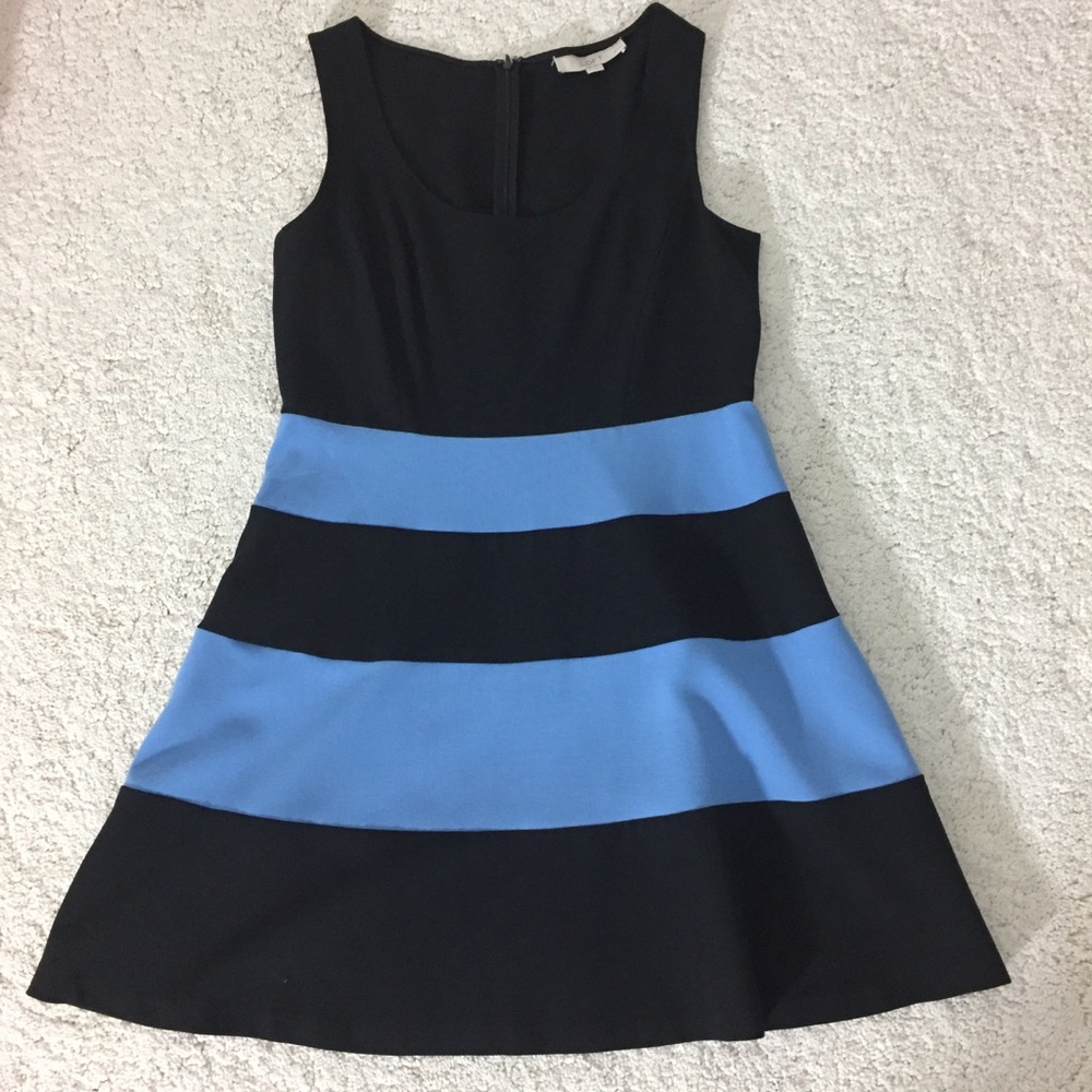 Loft sleeveless A line striped bottom dress
